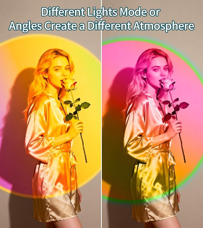 Sunset Lamp Projector,Multicolor Changing Night Light 360 Degree Rotation Rainbow Led Sun Lamp for Photography Backgrounds,Party,TikTop Live,Christmas Gifts,Home Decor,Mood Lighting