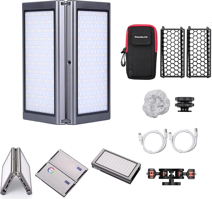 Falcon Eyes F7 Fold 24W RGB On Camera Video Light, Support Magnetic Attraction, Color Picker Functions, App Control