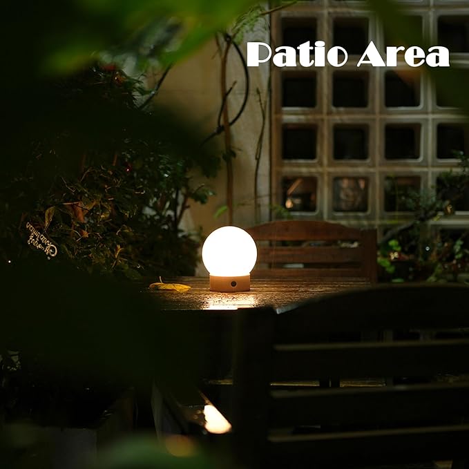 Small Cute Cordless Table Lamp Rechargeable, Battery Operated Shower Lamp Waterproof, Touch Dimmable Globe Ambient Light for Outdoor/Bedside/Patio/Dining (Khaki)
