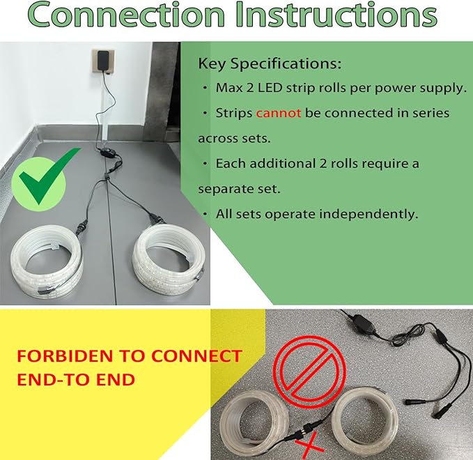 2Pack 50ft LED Rope Lights Outdoor Waterproof, 12V Dimmable Strip Light, Flexible LED Rope Lighting 3000K for Bedroom, Living Room, Backyard, Indoor Outdoor Decor