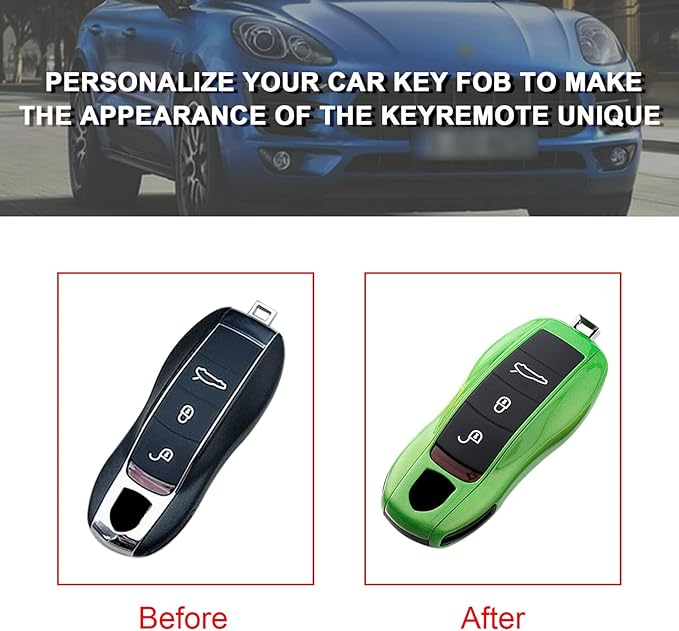 x xotic tech Green Key Fob Cover Smart Remote Shell Case, 3 pcs Set Full Protection, Compatible with Porsche Boxster Cayman 981 Carrera 911 991 918 Spyder Macan Cayenne Panamera