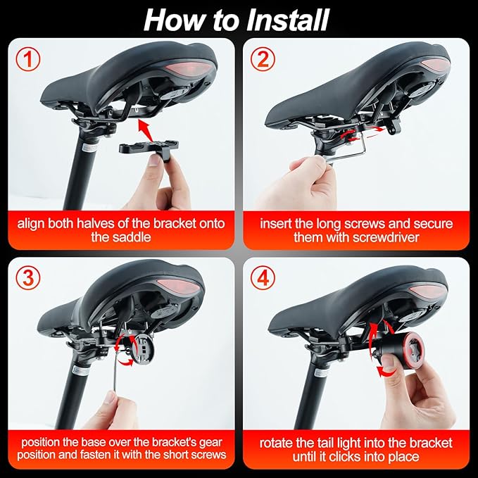 Cruxer Ultra Bright Bike Tail Light 200 Lumen Compact Bicycle Rear Light, USB-C Rechargeable, Smart Brake Sensing up to 300 Lumen, 8 Light Intensity Levels, 4 Lighting Modes, IP66 Waterproof