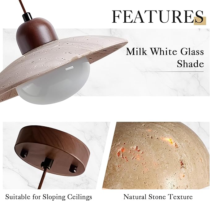Modern Dome Pendant Light 7.9" Natural Stone Farmhouse Pendant Lights Nordic Marble Kitchen Island Hanging Lights for Dining Room Hallway
