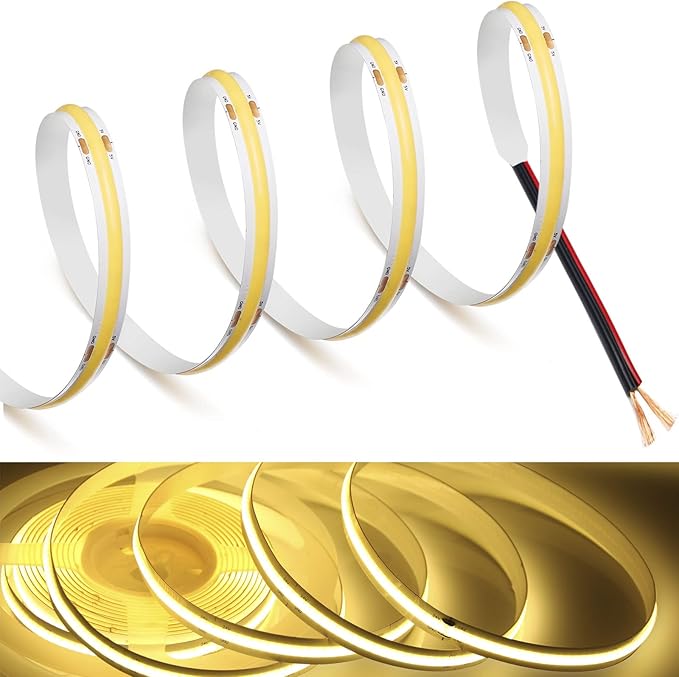 MDee】COB LED Strip Lights 3000K Warm White11.48ft/3.5m 5V Flexible LED Tape Lights CRI 90+ 800LM/m 320LEDs/m for Indoor and Outdoor Décor（3000K Warm White11.48ft/3.5m）
