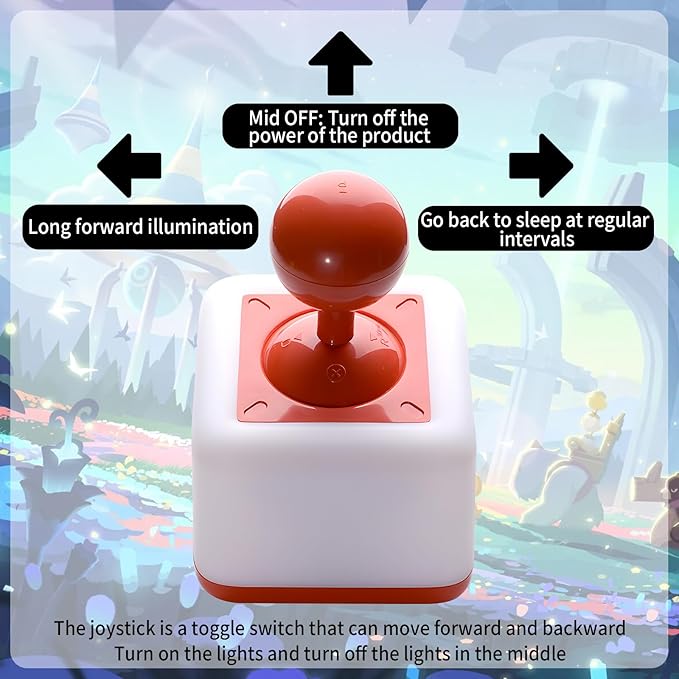 Rocker Night Light Lamp, 2-Speed Timer Bedside Lamp Rechargeable USB LED Companion Light with DIY Emoji Stickers, Side Table Light for Night Rising (Red)