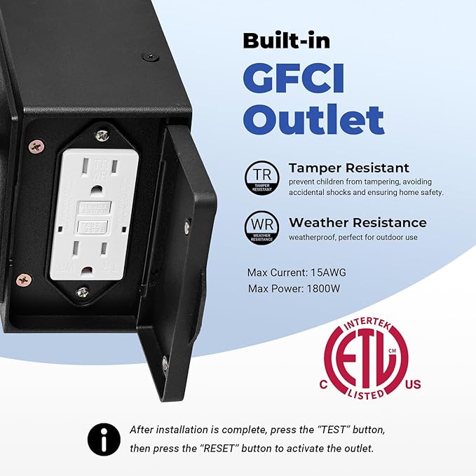 Black Outdoor Porch Light with GFCI Outlet, 2-Pack Modern Motion Sensor Exterior Garage Lighting Fixtures Wall Mount Lantern, Anti-Rust Waterproof Outdoor Sconce Lights for House, Coach, Patio
