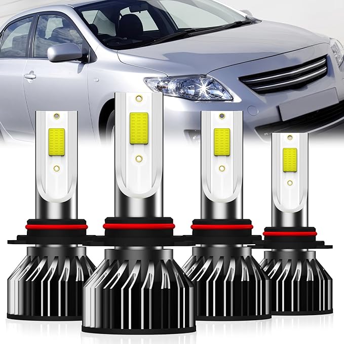Fit For Toyota Corolla 2001-2013 Light Bulbs, 9005 High Beam + 9006 Low Beam, 4-Pack