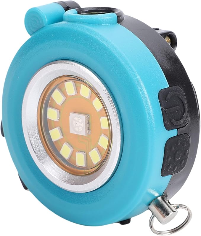 Keenso Keychain Flashlight, Aluminum Alloy Portable LED Torch with RGB Modes, Emergency Light for Camping and Car Repair (Blue)