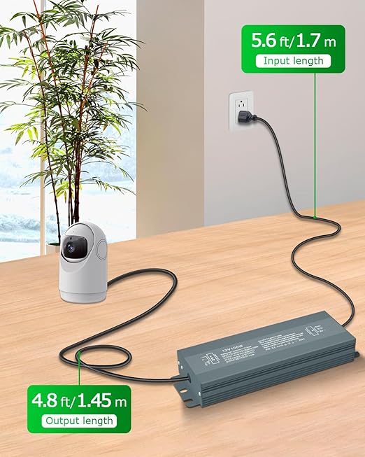 100W 110-240V to 12V 8.3A LED Driver - Extra Long 10.8FT 110V to 12V Converter with Plug - Constant Voltage Output - Waterproof for LED Light String