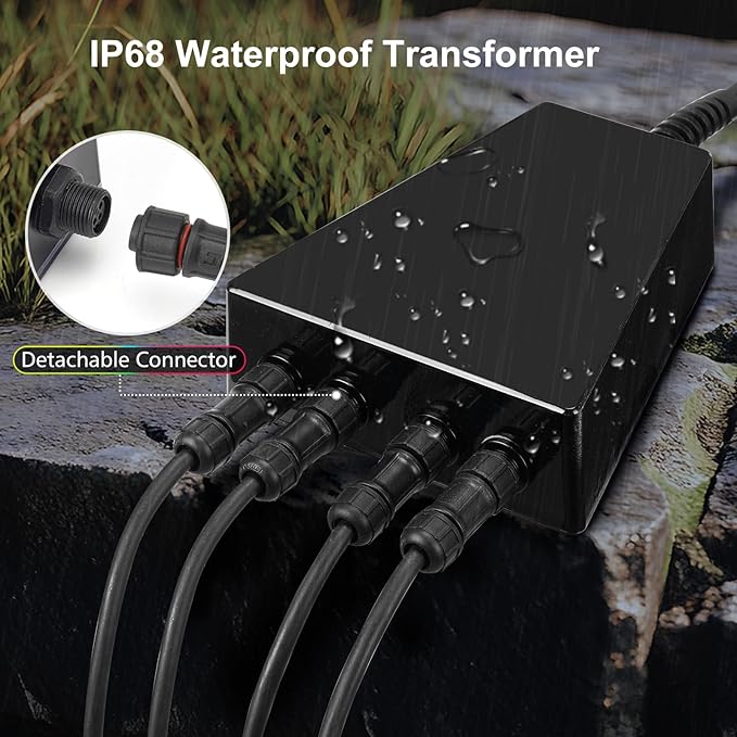 Pond Light LED Underwater with 12V Transformer, 6W Turtle Pond Lights with APP, IP68 Waterproof Fountain Lights with Long Cables for Ponds Fountain Waterfall Yard Water Feature, 4 SpotLights