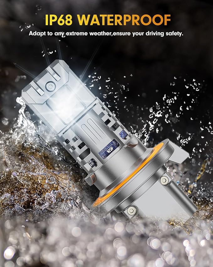 FAHREN Latest H13 LED Bulbs, (1,200%) 12X 70,000LM Extreme Brightness 9008 bulb, 6500K Cool White, 1:1 Min Size,IP68 Waterproof.Pack of 2,Fog Bulbs HID,Plug-N-Play.
