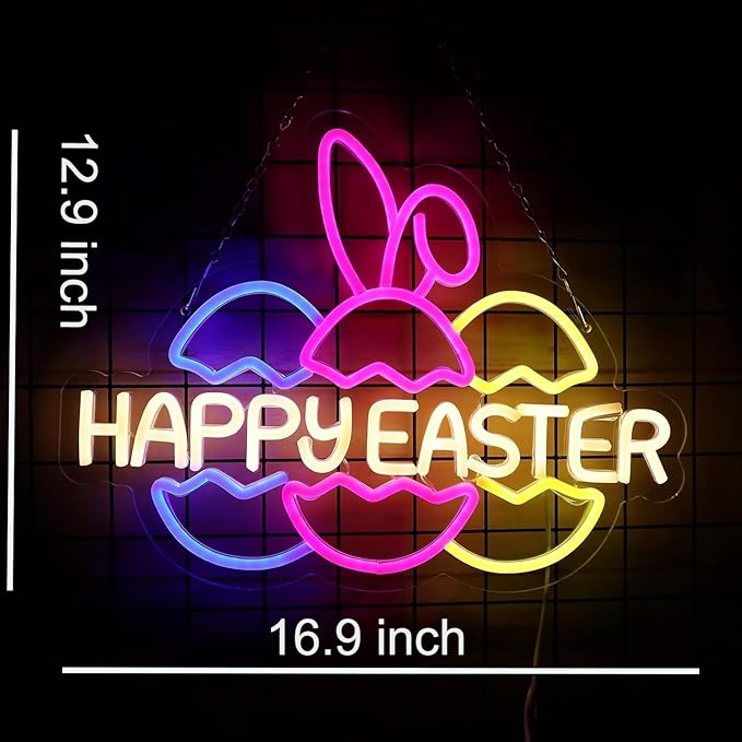 Easter Egg Neon Sign for Easter Decorations LED Egg Neon Light for Room Wall Decor Holiday Gift