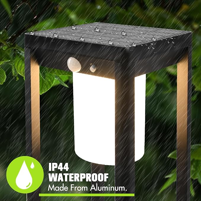 Solar Motion Pathway Lights Outdoor, Aluminum Waterproof Floor Lamp, 3 Lighting Modes 600 Lumens Super Bright Outdoor Floor Lamp for Garden Backyard Patio Porch Decor, 32" Black