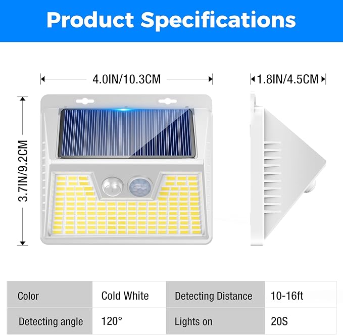 Peasur White Solar Lights Outdoor Waterproof, 6Pack 140LED Solar Powered Motion Sensor Light, 3 Modes Security Wall Lights for Fence Garden Yard Outside