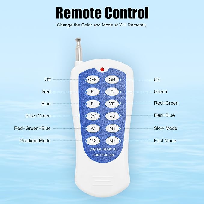 36W 12V LED Pool Light 3600LM RGB Color-Changing Waterproof IP68 Underwater LED Lights 120° Swimming Pool Fountain Pond Colorful Lamp with Remote Controller
