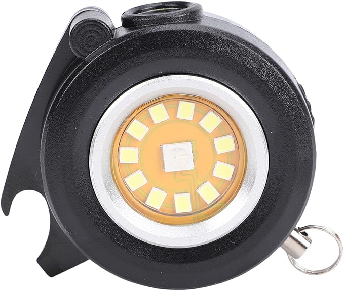 Keenso Keychain Flashlight, Aluminum Alloy Portable LED Torch with RGB Modes, Emergency Light for Camping and Car Repair (Black)