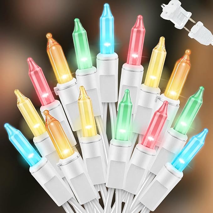 LAMPHOME 21.6ft 100 LED Easter String Lights, Plug-in Connectable Waterproof Outdoor Indoor Christmas Lights, White Wire Colorful Fairy Lights for Party Garden Decor