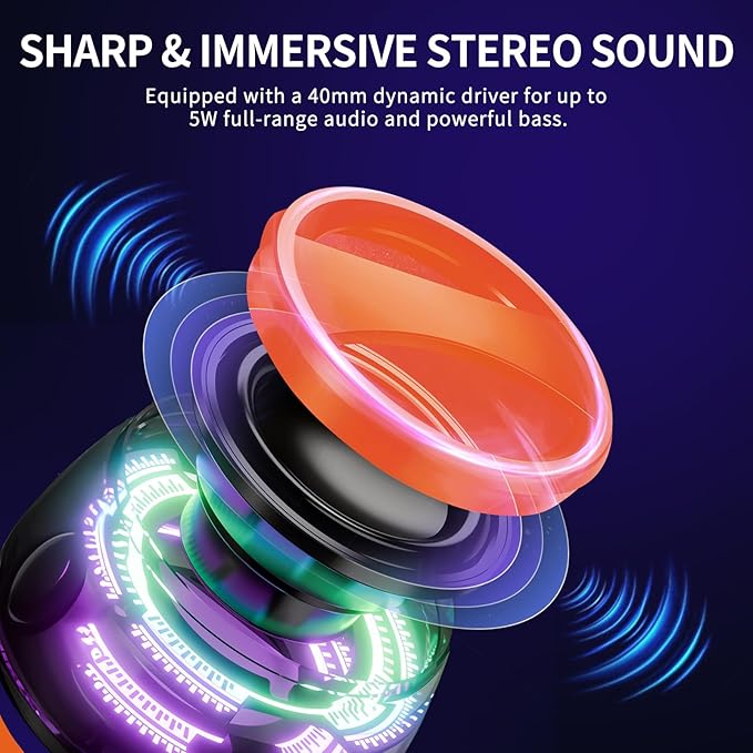 G200 Magnetic Bluetooth Speaker, Multifunctional Portable Mini Speakers with RGB Light, 3D Surround Sound, 7H Playtime, Phone Stand for iPhone Android, Gifts for Teens, Orange