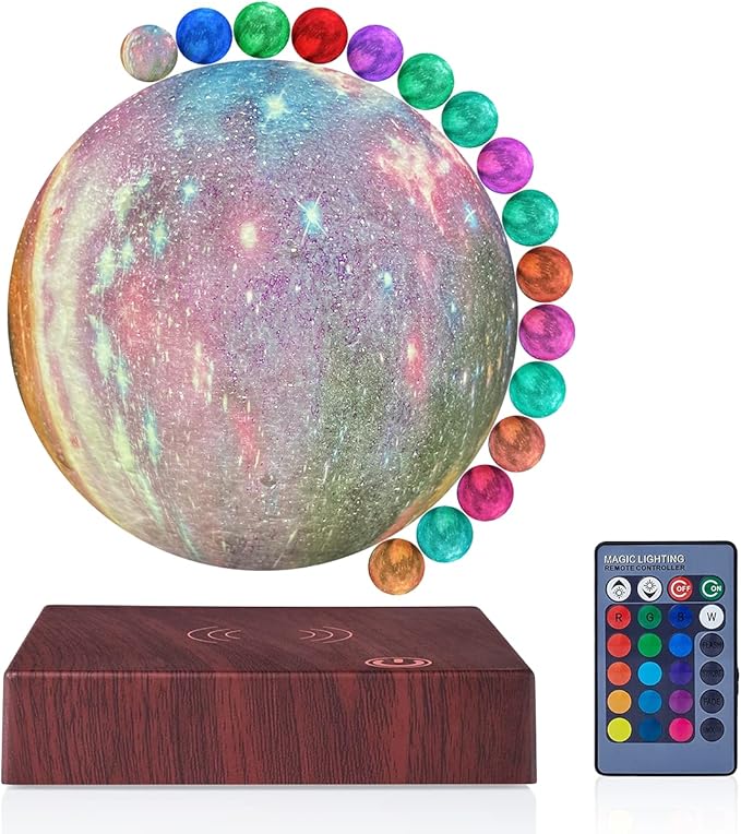 VGAzer Levitating Moon Lamp 5.9 Inch 16 Colors Galaxy Moon Lamp 3D Moon LED Light with Remote Control for Birthday,Christmas Gift for Baby, Children, Girls, Boys (Square Base)