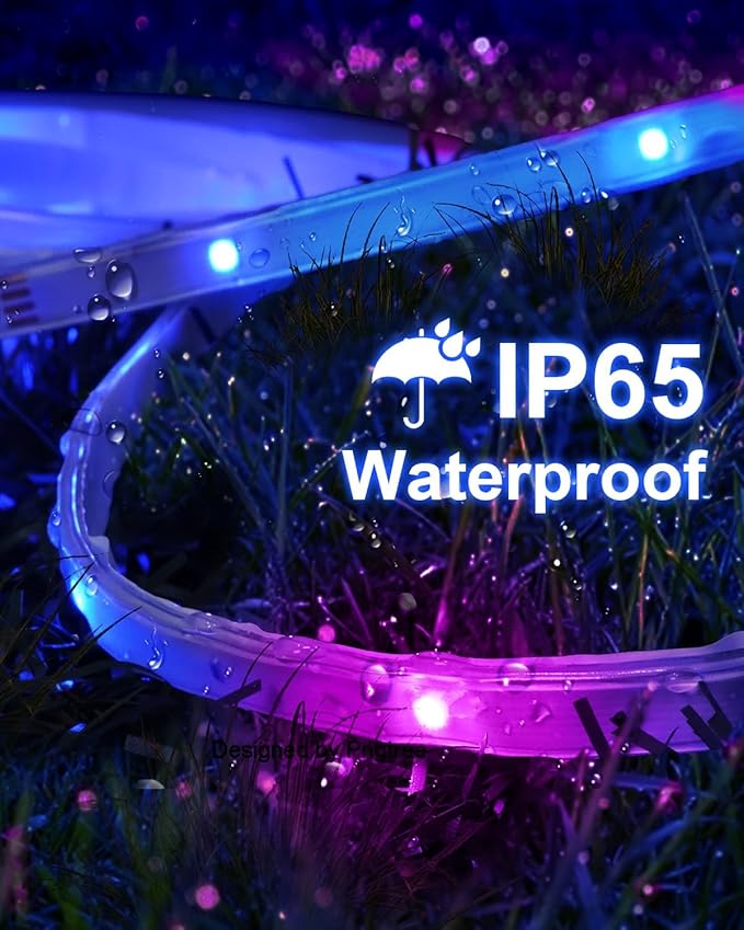 Waterproof Outdoor led Strip Lights,100ft led Lights IP65 with App Control and Remote,RGB Color Changing Waterproof Led Rope Lights for Tree,Yard,Balcony,Party and Patio