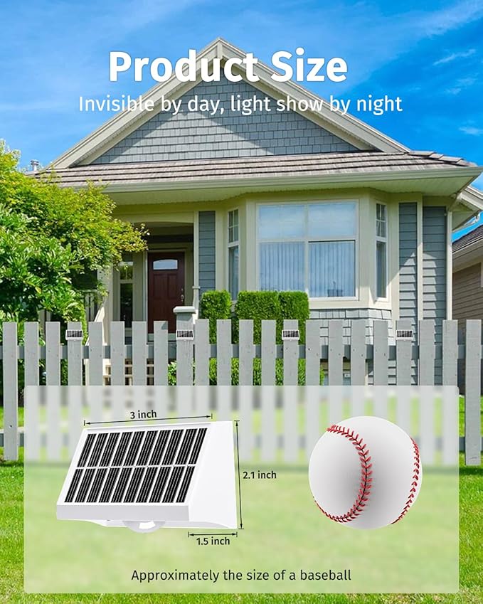 Solar Fence Lights Outdoor Waterproof High Brightness LED Spot Lens Deck Lights 7 Mode Warm & Cool White RGB Solar Powered Wall Lighting Decor for Outside Patio Step Backyard Railing - 2 Pack(White)