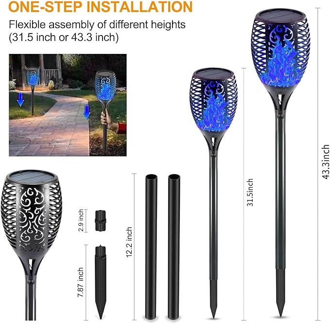 EOYIZW Solar Lights Outdoor 4 Pack, Premium 99 LEDs Solar Torch Light with Flickering Flame Outdoor Decor- IP65 Waterproof Garden Lights for Halloween Decorations Yard Garden Porch