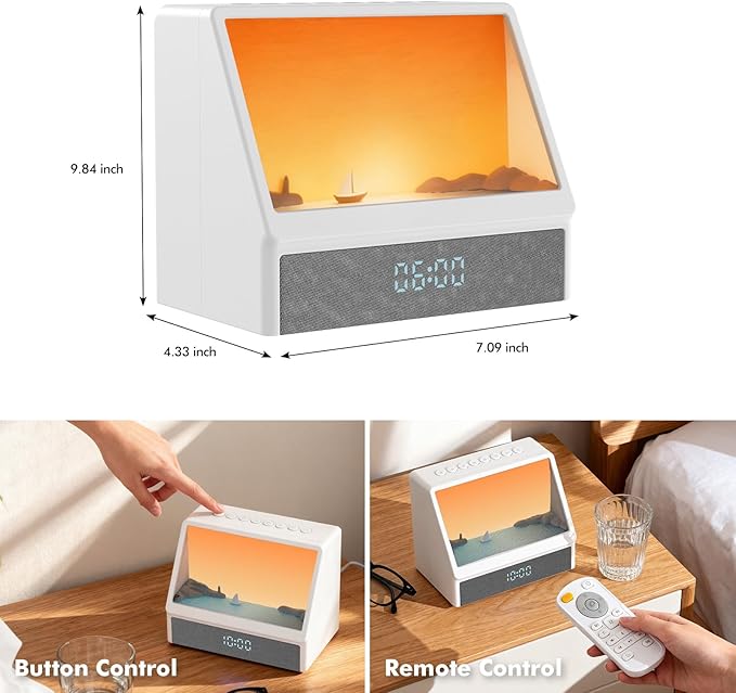 Sunrise Alarm Clock, White Noise Machine Lamp, Wake Up Light with 12 Sounds, Sleep Aid,Dimmable Clock for Adults Kids Bedroom,Bluetooth Speaker