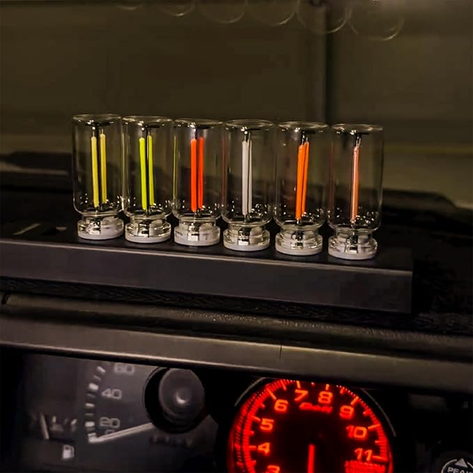 Retro Car Bulbs, No Pole Touch Dimmable USB & Battery Lighted LED Car Interior Atmosphere Lamp, Automotive Interface Mood Night Lights, Mini Portable Camping Lights Decorations (Green, 2Pack)