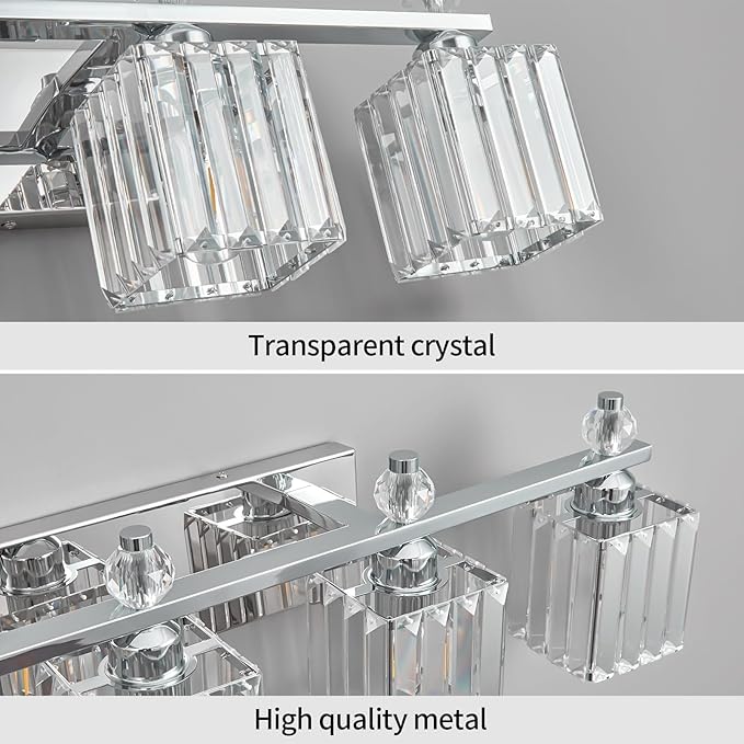 Vanity Lights 5-Light Modern Crystal Vanity Light Chrome Bathroom Light Fixtures Over Mirror Crystal Bathroom Vanity Lighting Fixtures