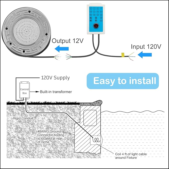 Pool Lights for Inground Pool, 20W 6 Inch LED Inground Pool Light with Controller, Remote and APP Control for Wet Niche, Color Changing Underwater Swimming Pool Lights with 100 Foot Cord