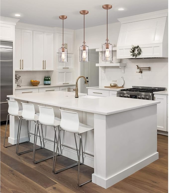Westinghouse Lighting 6371500, Washed Copper Finish with Clear Textured Glass Carmen One-Light Indoor Mini Pendant, one Size