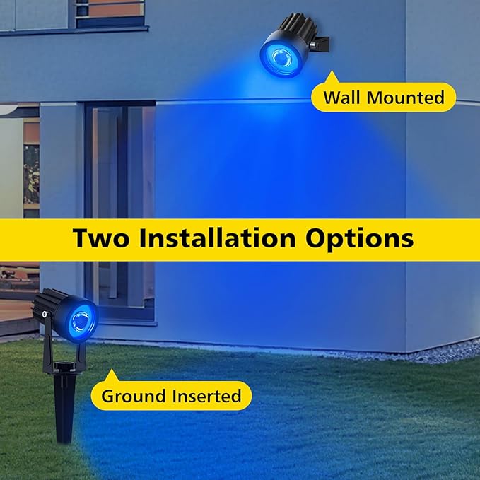 T-SUN Blue Solar Spotlights, 2-in-1 Outdoor Waterproof Solar Landscape Spotlights for Garden, Yard, Paito, Festival Decor(Blue)