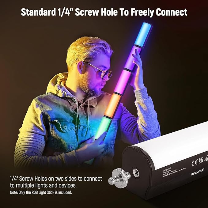 NEEWER 3 Pack Magnetic Handheld Light Wand, 360° Full RGB Mini LED Video Light Stick with 2500mAh Rechargeable Battery,2500-8500K Dimmable Camera Tube Light for Photography TikTok YouTube Vlog,TL96RGB