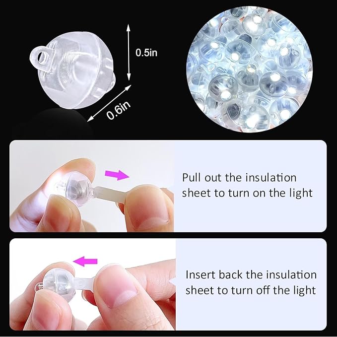 100Pcs Balloon Lights with Lanyard, Long Standby Time Mini Ball Lights for Party Decorations, Paper Lantern, Easter Eggs, Birthday Party, Halloween Christmas Decoration (Glow steadily White)