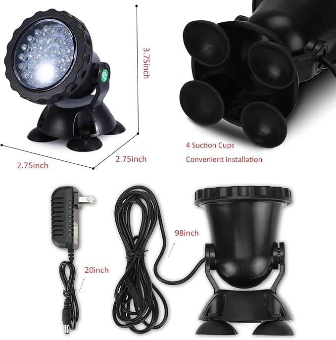 Pond Lights Submersible Spotlights Color Changing Landscape Light with Remote 36 LED Bulbs Underwater Lights Adjustable for Aquarium Garden Pool Lawn Fountain Shallow Waterfall IP68