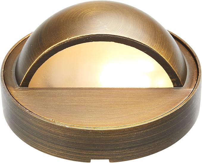 VOLT Cast Brass 12V Deck Light (Bronze) with 3W 2700K Warm White G4 LED Bulb for Low Voltage Landscape Lighting on Outdoor Patio, Railing, Step, Fence & Dock