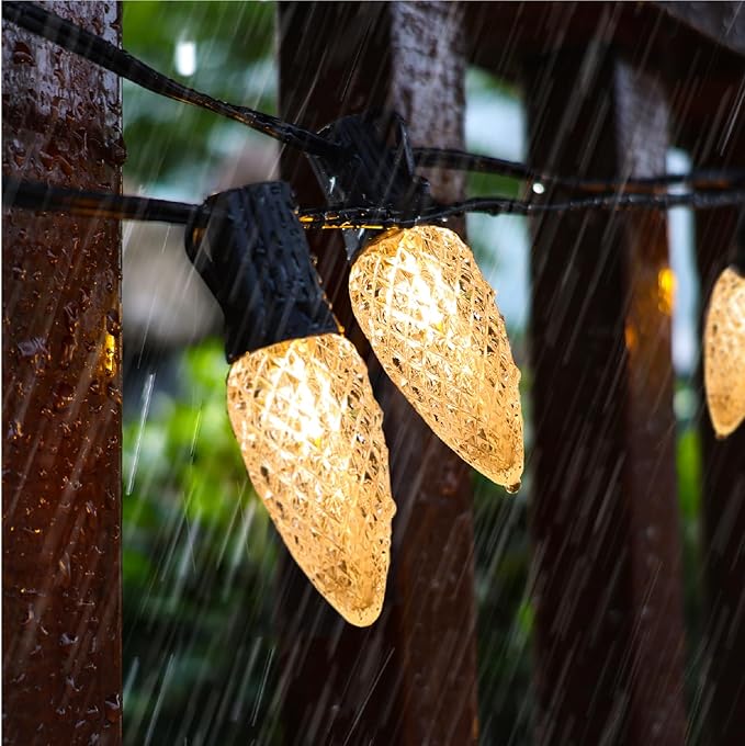 100 Pack C9 Led Christmas Lights Bulb, C9 Replacement LED Christmas Lights Outdoor Bulb, C9 Shatterproof Led Bulb for Christmas String Lights, E17 Base, Commercial Grade 2200K Warm White Bulbs