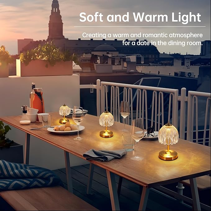 Tulip Small Table Lamp, 5200mAh Cordless Touch Control Mini Table Lamp with 3 Color Temps & Stepless Dimming, Perfect for Small Spaces like Dressers, Bedsides, Bookshelves (Transparent Tulip)