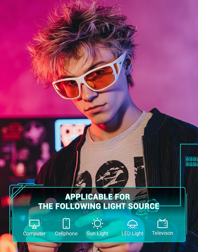 TIJN Sonia Sleep Glasses for Blue & Green Light Blocking,Red Lens with Dual AR Coating,Wraparound Frame for Gaming Screen