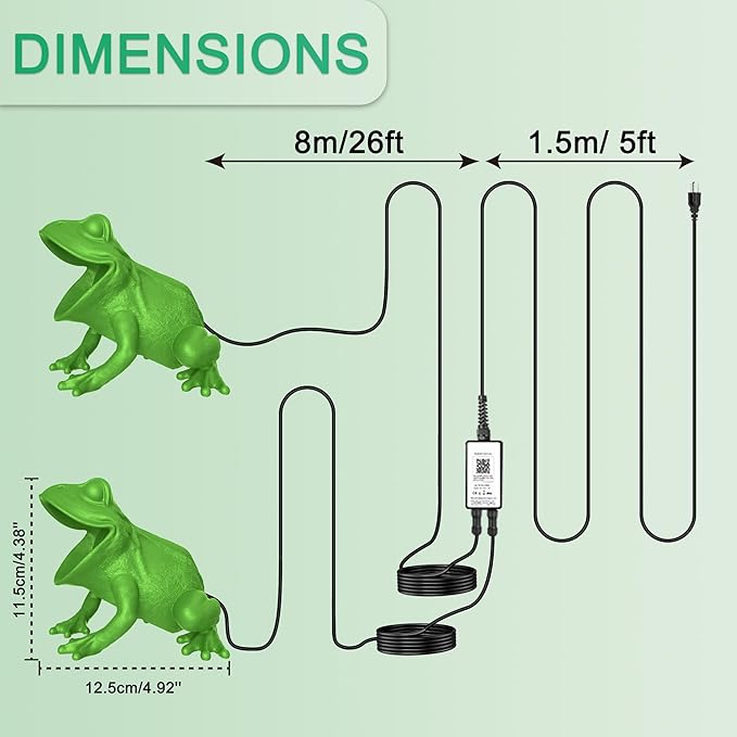 RGB Pond Light with APP, 6W Frog Fountain Lights with 12V Transformer, IP68 Waterproof Underwater Pond Lights with Long Cables for Ponds Waterfall Fountain Gardens Water Feature, 2 SpotLights
