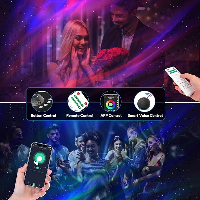 Northern Lights Projector with White Noises, Remote & Timer, Bluetooth Star Projector, Valentines Day Gifts, Aurora Projector Star Lights for Ceiling, Bedroom Decor