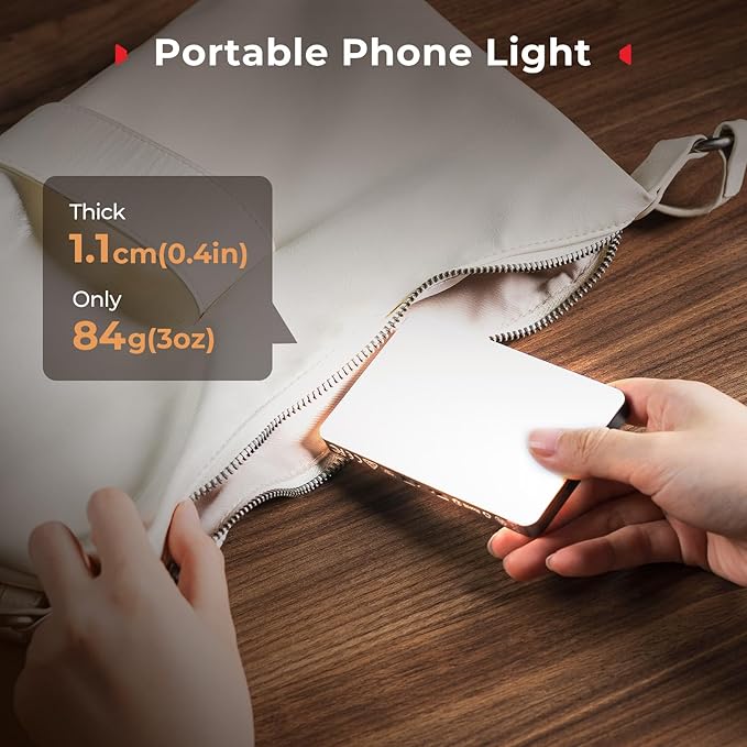 SmallRig M3 Magnetic Selfie Phone Light with Clip, 120 LEDs 2000mAh Rechargeable, 2700K-6500K, Portable Content Creators Light for Video Recording, for iPhone/Laptop/Camera/Webcam (Ink Blue) - 5505