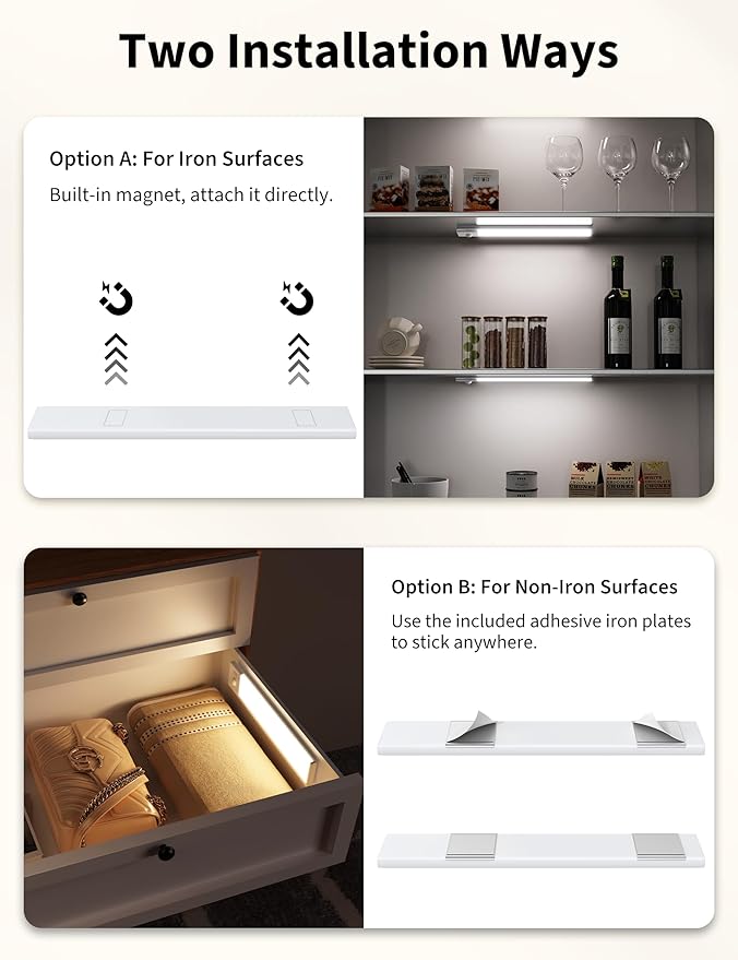 Joyzy Motion Sensor Under Cabinet Lights Rechargeable RGB Ambient Light, 66 LED Closet Lighting with 4 Color Modes and White Light Magnetic Dimmable Under Counter Light Pantry Light (110 Lumen)