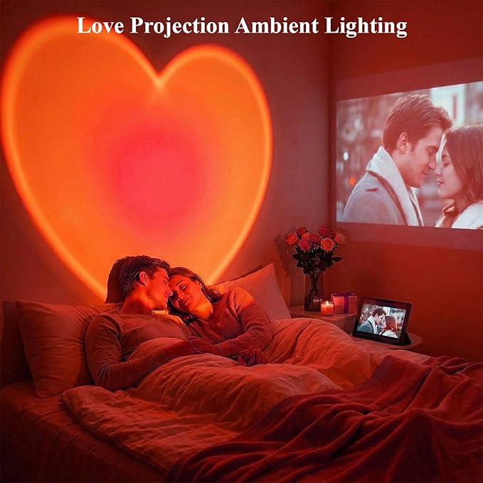 Sunset Projector Lights, 16 Color Changing Heart Projection Lamp with Remote, Valentine's Day Novelty Indoor Lamps, USB Powered Romantic Night Light for Valentine's Holiday Party (Colorful Heart)