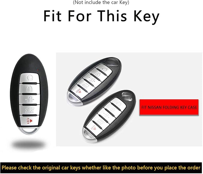 x xotic tech Matte Black Carbon Fiber Pattern ABS Key Fob Shell Cover Case, Compatible with Nissan Titan Altima GT-R 370Z Maxima Infiniti Q50 Q60 Q70 QX50 G37 5-Button Smart Keyless Entry Key