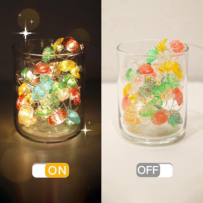 suddus Easter Eggs Decor Lights,12.8ft 40LED Multi Color Small Fairy Lights with Remote, Easter Lights String Battery Operated for Table Indoor Home Wreaths Mantels Outdoor Tree Garden Decoration