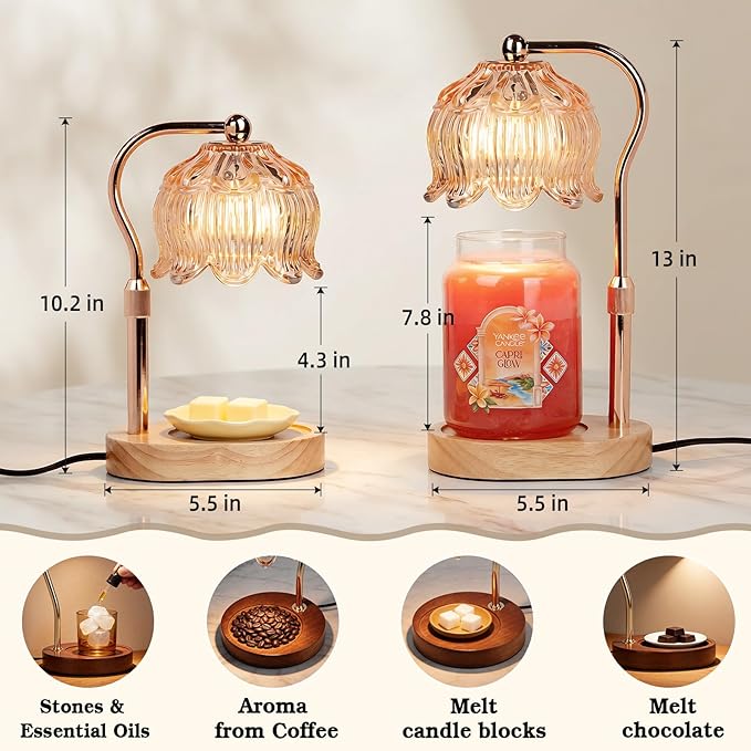 Candle Warmer Lamp for Yankee Jar Candles, Height Adjustable Candle Warming Lamp with Timer, Birthday Gifts for Women Her Wife, Mom Gifts, House Warming Gift New Home Decor