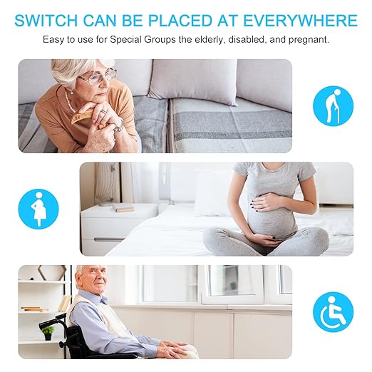 NineLeaf Wireless Lights Switch 2 Gang 1 Way, Smart Light Switch, Wireless Panel LED Light House Lighting IP66 Waterproof No Wiring Required, Easy to Install (Only 1 Two-Gang Switch)