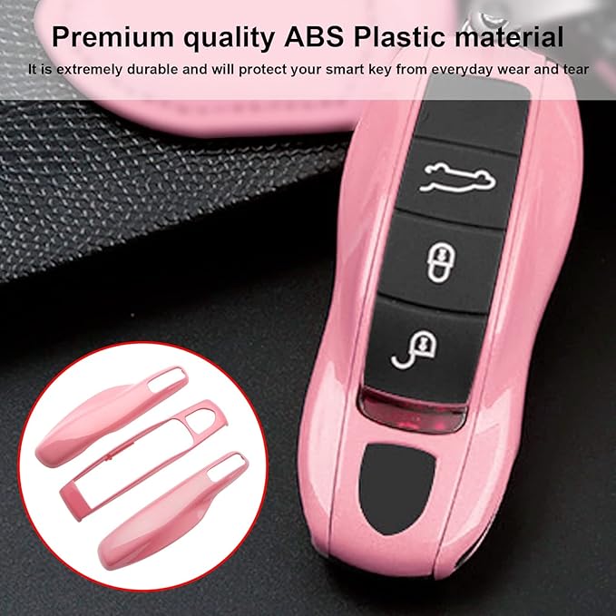 x xotic tech Pink Key Fob Cover Smart Remote Shell Case, 3 pcs Set Full Protection, Compatible with Porsche Boxster Cayman 981 Carrera 911 991 918 Spyder Macan Cayenne Panamera