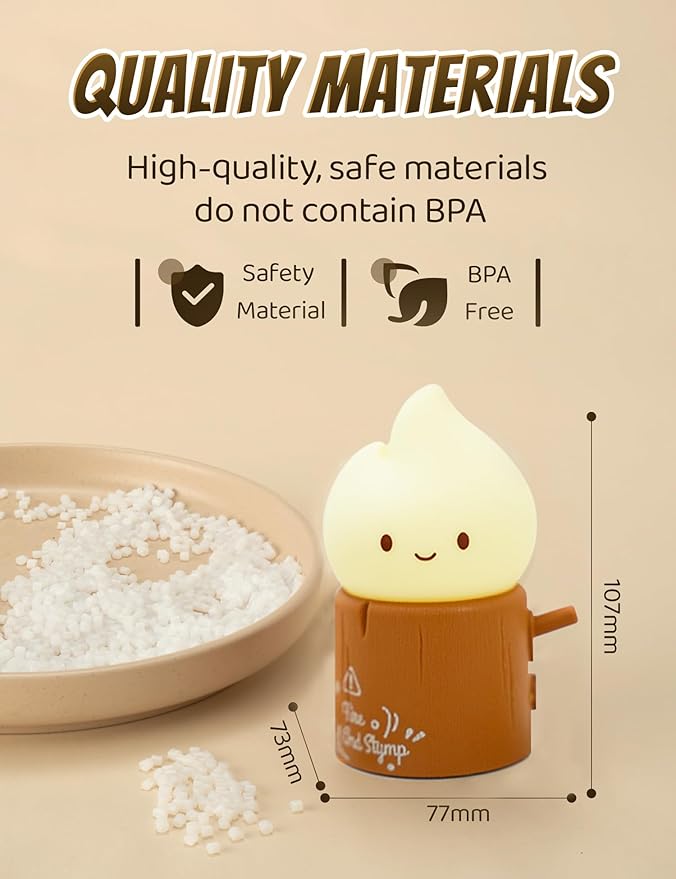 Flameless Candles Lamp, Cute Night Light,Torch Stump Light, LED Tea Lights Candles Rechargeable Night Light,Suitable for Kids lamp Bedroom,Outdoor,Camp, Gift, Christmas,Halloween